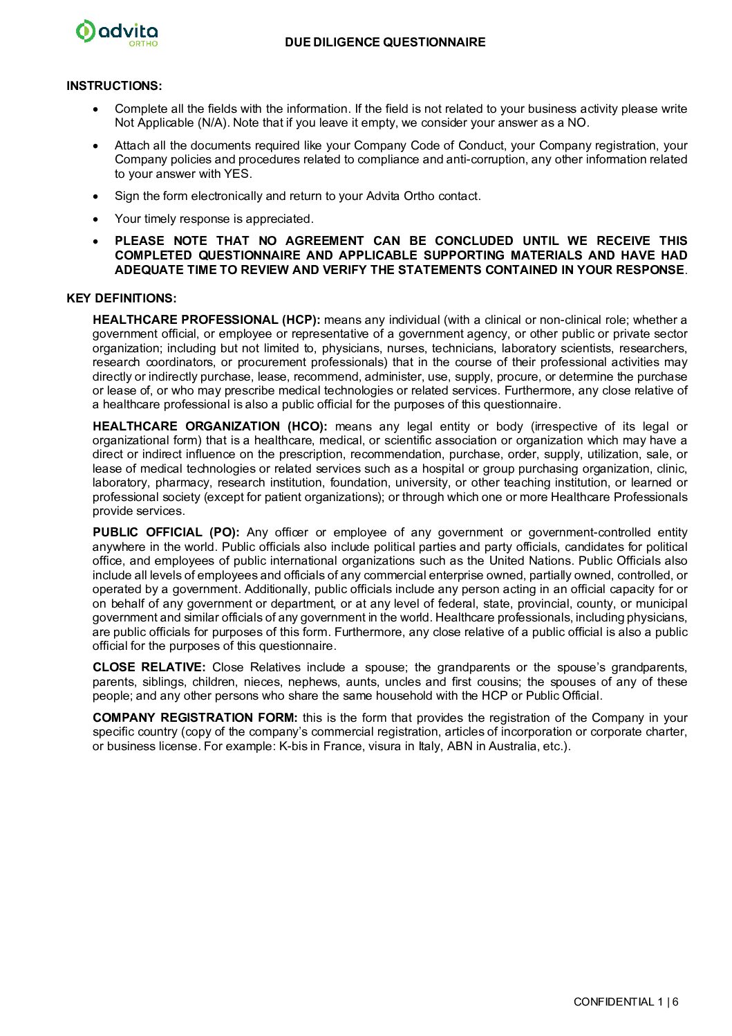 Due Diligence Questionnaire - APAC EN