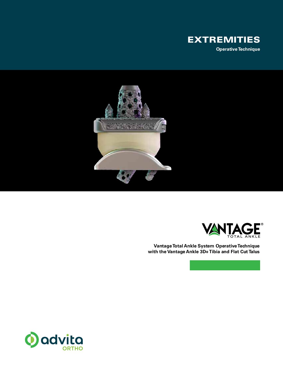 Advita Vantage Ankle 3D+ Tibia Flat Cut Talus Operative Technique US