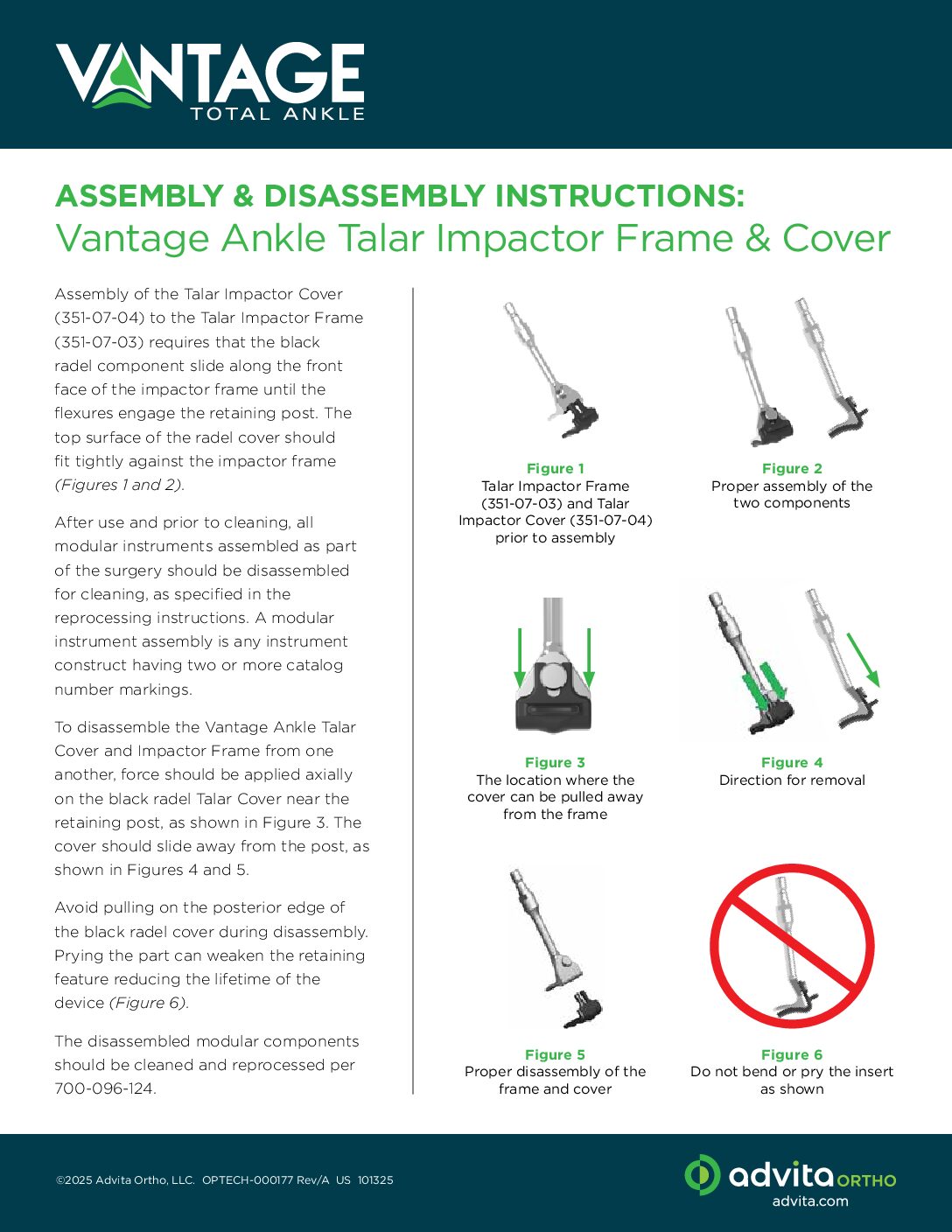 Vantage Ankle Talar Impactor Frame & Cover Assembly Instructions