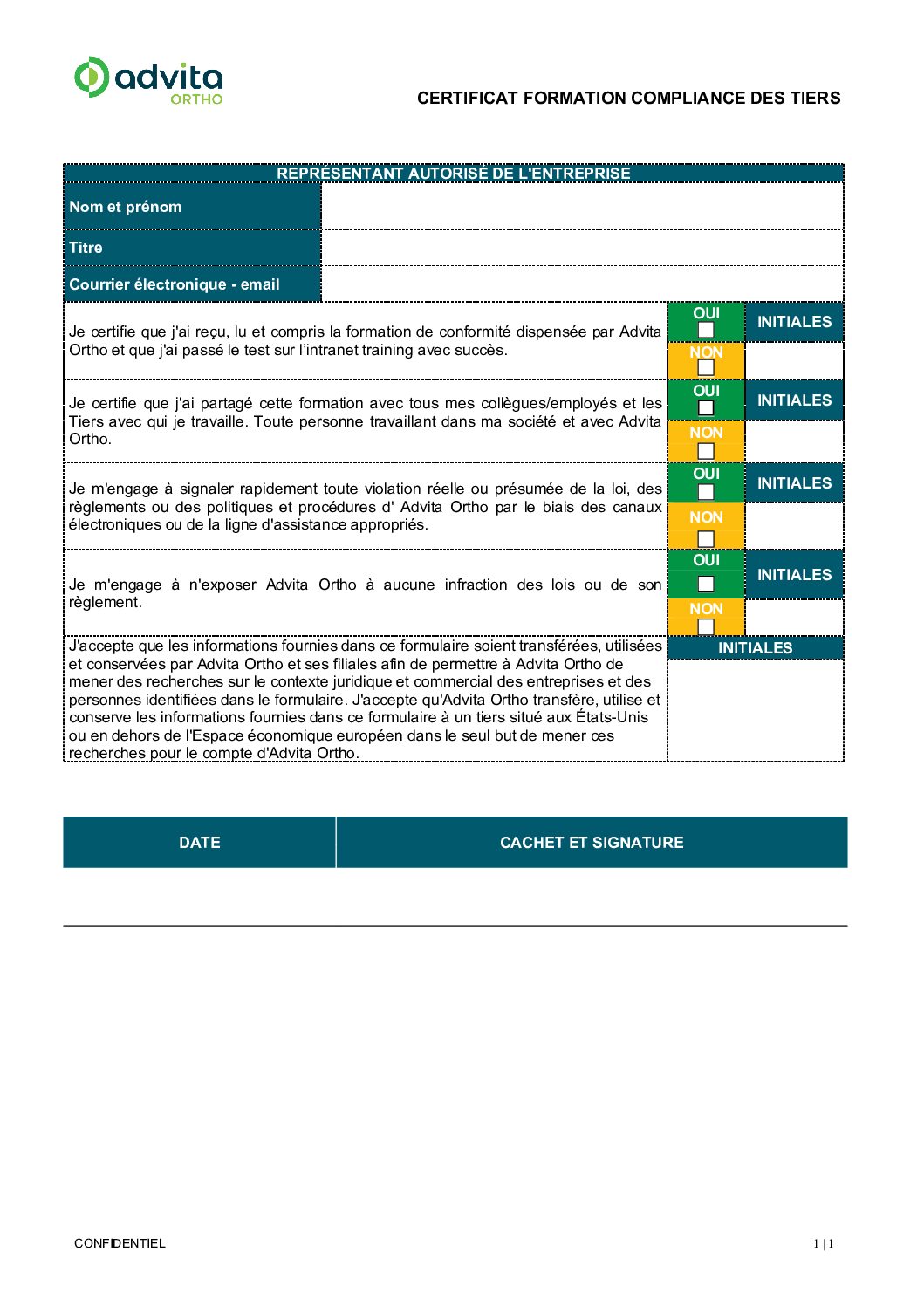 Certificat Formation Compliance pour les Tiers - EMEA BE