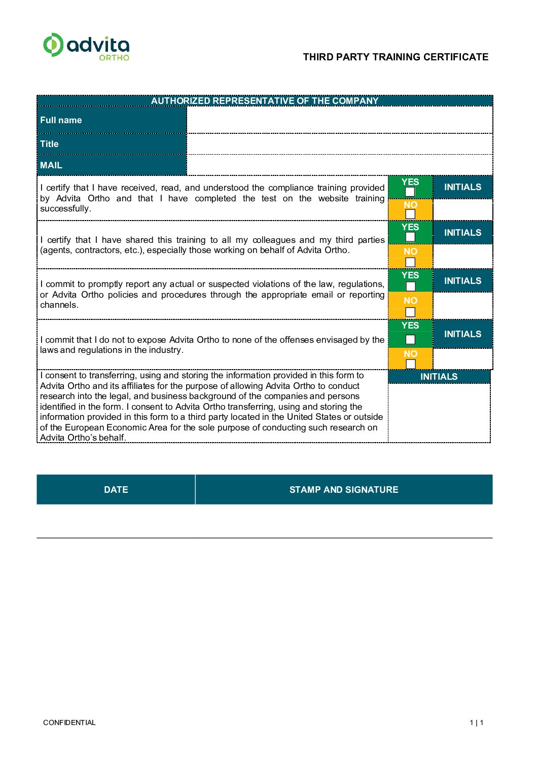 Third Party Training Certificate – APAC NZ