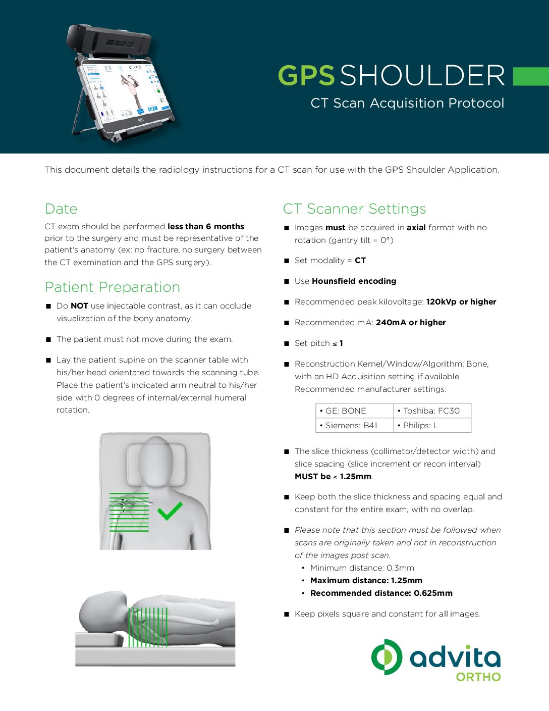 GPS Shoulder CT Scan Acquisition Protocol