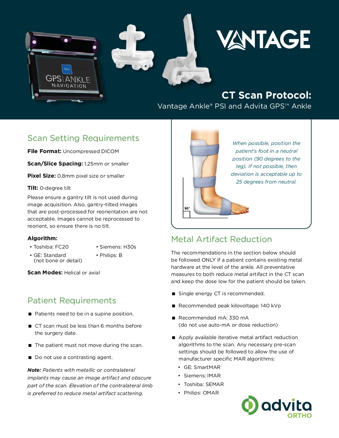 Vantage PSI GPS Ankle Scan Protocol