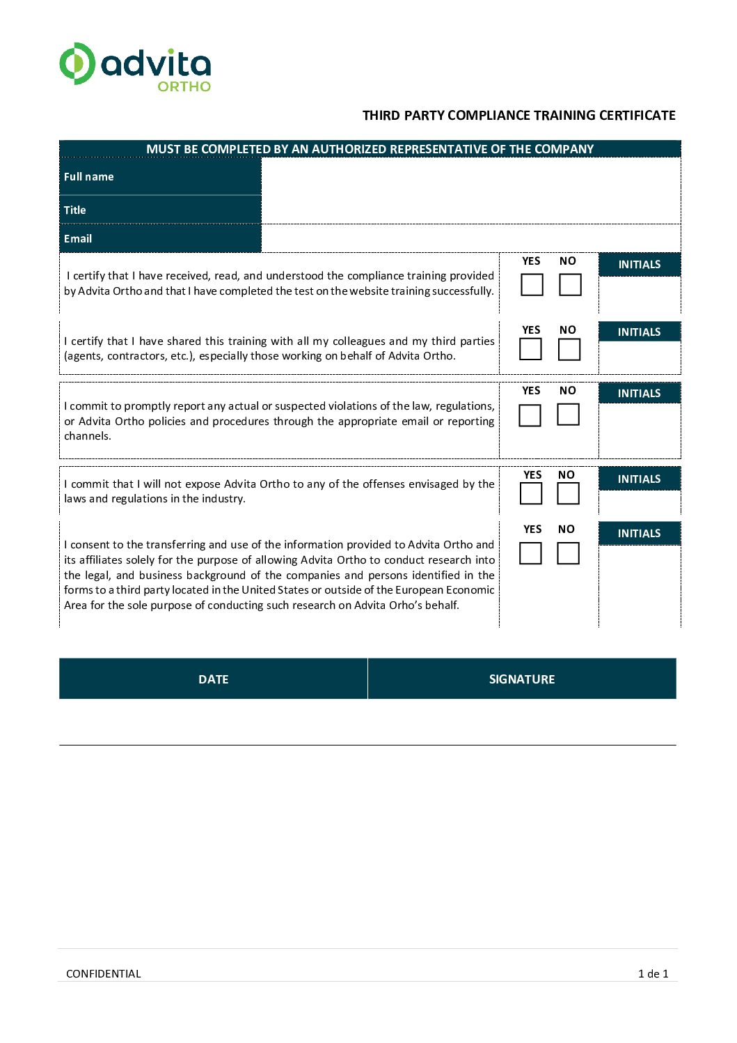 Third Party Training Certificate – CA EN